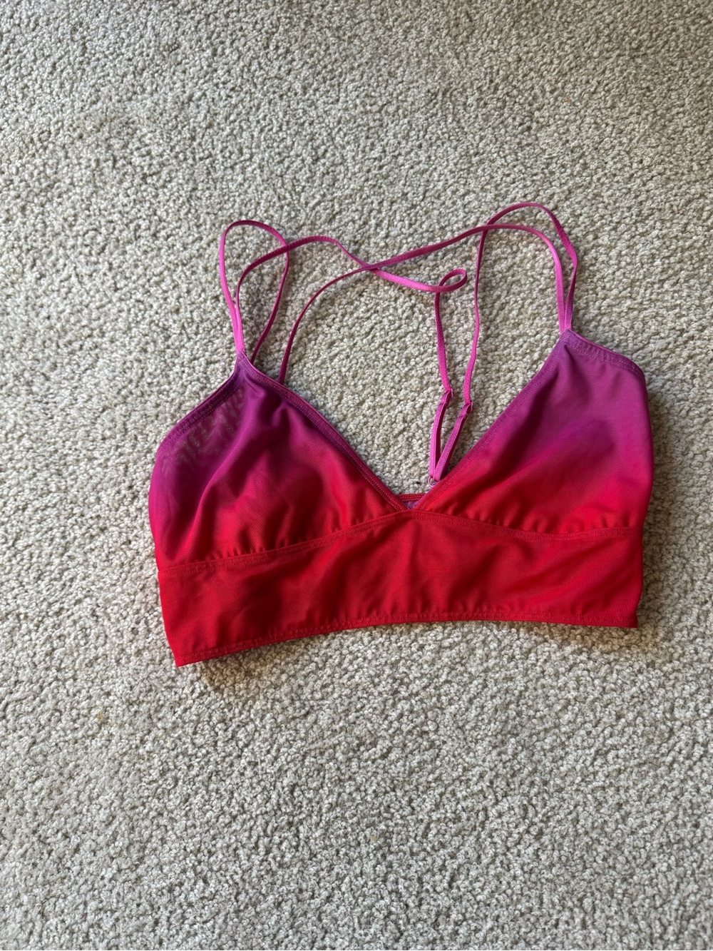 Pink to Red Ombre Strappy Sports Bra